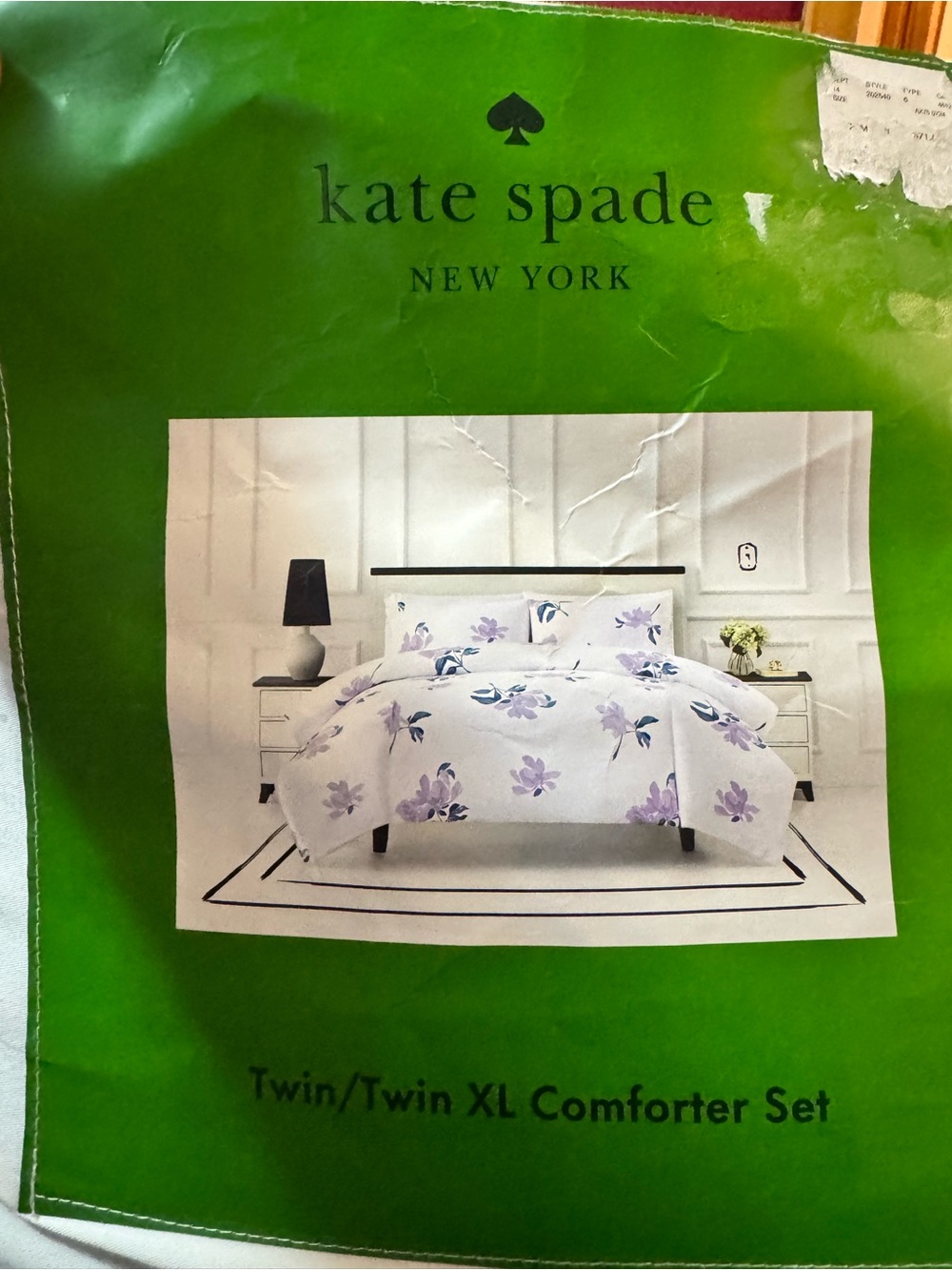 kate spade White and Lavender Floral Twin XL Comforter Set